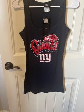 NFL Women's Black Tank with Red & White Giants Script